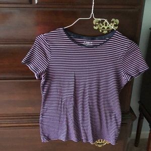 Talbots Tee, pink and navy stripes
